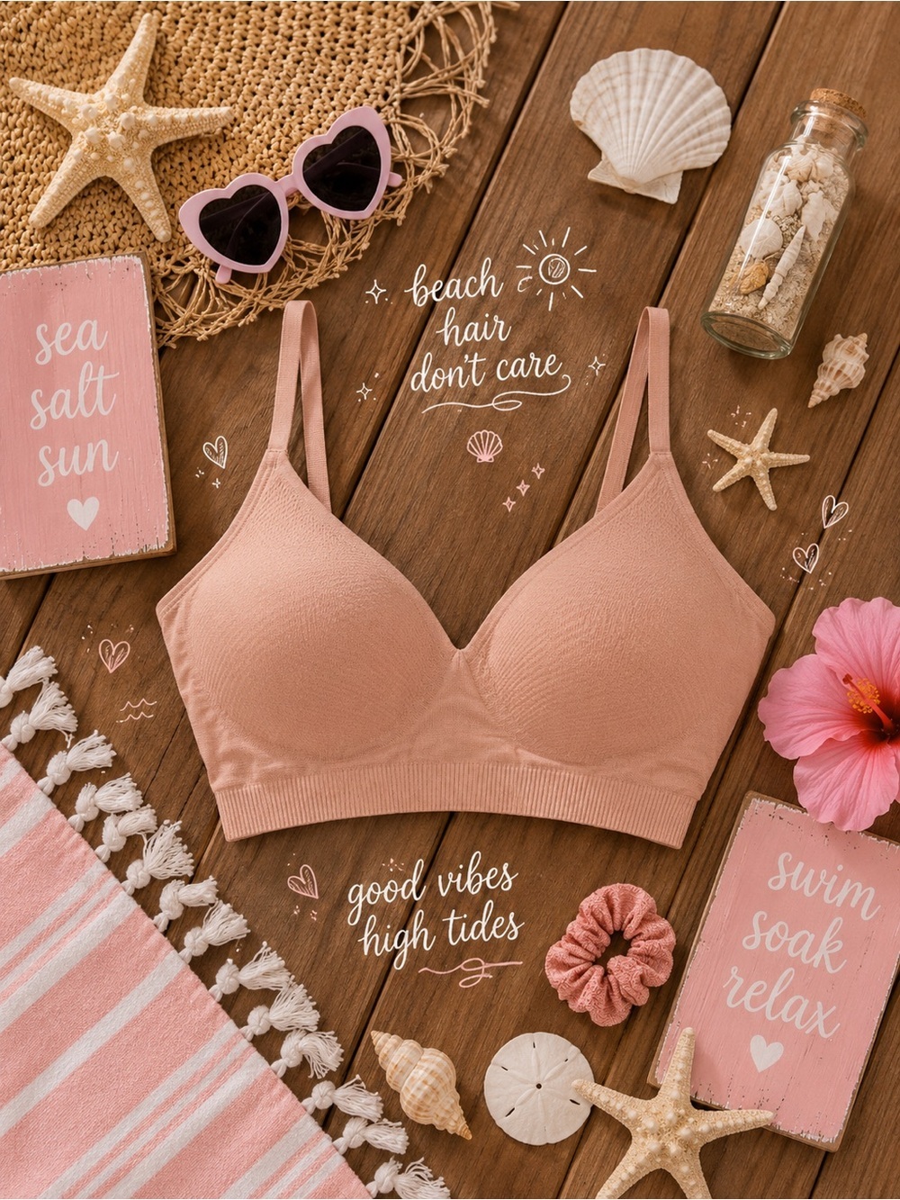 H&M Seamless Wireless Bralette in Dusty Peach